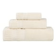 thumbnail image 2 of Superior Venice Ribbed Textured Border Zero Twist 3 Piece Towel Set, Ivory, 2 of 10