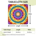 thumbnail image 2 of Colorful Tie Dye Layered Mandala Square Fitted Tablecloth with Elastic Edge,Square Table Cover,Washable Elastic Table Cover for Home Kitchen Party Decor 34"x34", 2 of 6