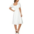 thumbnail image 3 of VESTIDO MIDI CASUAL DE MUJER CON ESCOTE CUADRADO Y MANGAS CORTAS DE VOLANTE INSPIRADO EN CHIC M BLANCO, 3 of 6