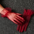 thumbnail image 3 of Dalrosia Women's Ruffled Tulle Mesh Gloves Wedding Party Gloves Short Prom Evening Gloves, 3 of 3