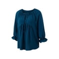 thumbnail image 2 of Liacowi Women Casual Ruffle Long Sleeve Top V-Neck Flowy Blouse Shirt Drawstring Loose Shirt, 2 of 9