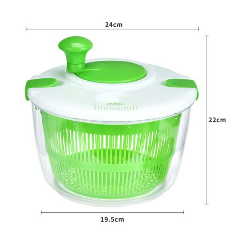 Kelajuan Salad Spinner, Manual Lettuce Dryer Vegetable Fruit Washer with Crank Handle Locking Lid, Size: 24cm*22cm*19.5cm, Green