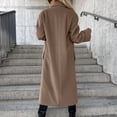 thumbnail image 4 of Womens Coats Fall Jackets for Women Women Mid Long Coat Trench Coat Casual Mid Long Overcoat Lapel Open Front Cardigan Outwear Winter Coat, 4 of 8
