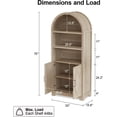 thumbnail image 2 of Vipbear 70" Tall Arched Bookshelf, 3-Tier Bookcase with Glass Doors and Shelves, Wooden Display Case With 1 Large Storage D, 2 of 6