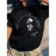 thumbnail image 1 of Stylish Graphic Print T-Shirt for Women - Cool Portrait Design, Black Casual Short Sleeve Crew Neck Top, Y2K Style Tee for Spring & Summer, Allseason Top | Crew Neck Tshirt | Glossy Fabric, 1 of 7