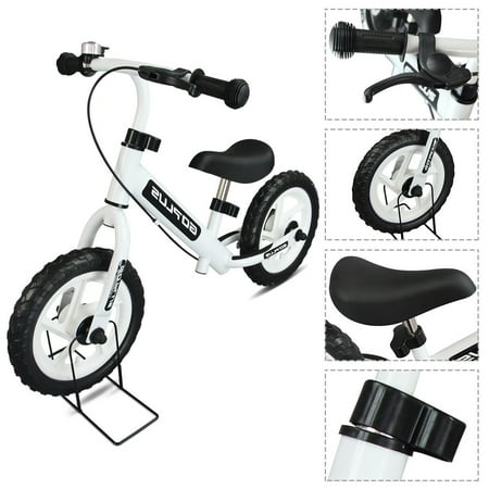 GHP 35"Lx18"Wx24"H White Durable Child Balancing Training Bike w Bell and Brake