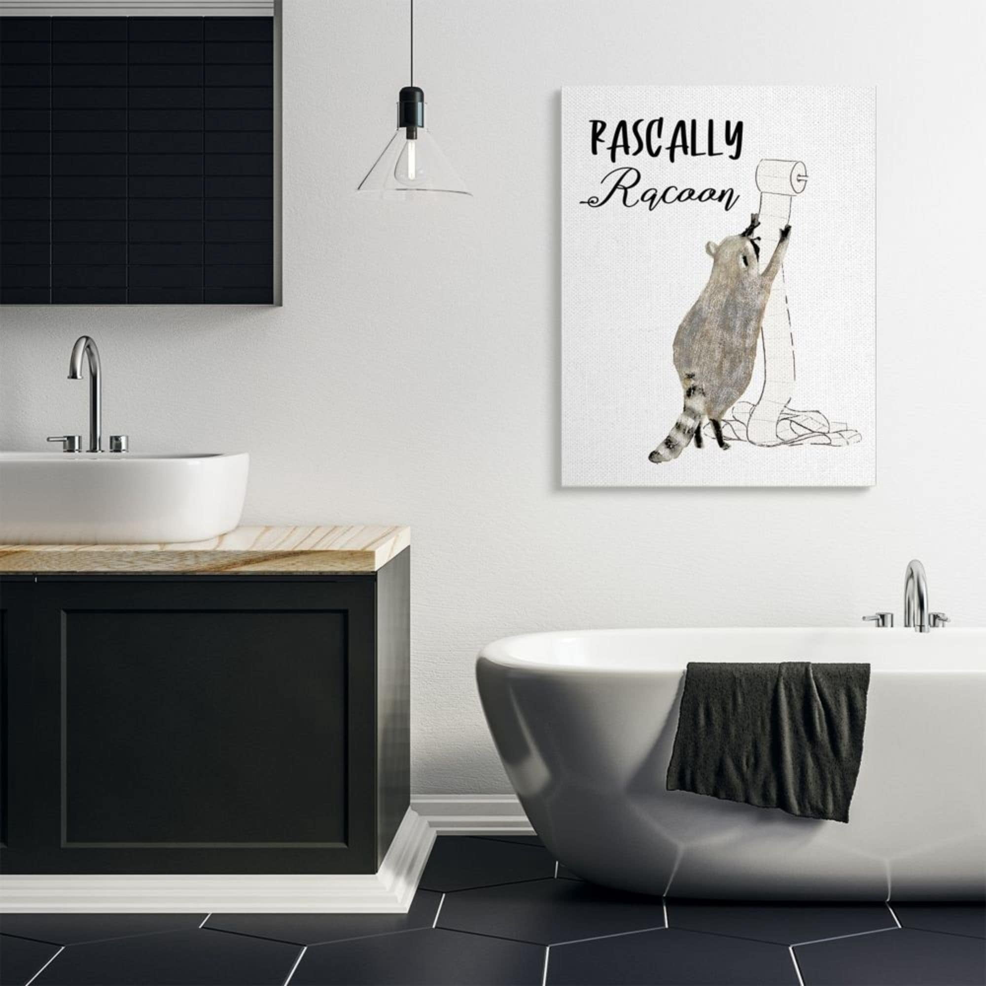 Stupell Industries Rascally Racoon Text with Toilet Paper Roll Design by Victoria Barnes, 24" x 30"