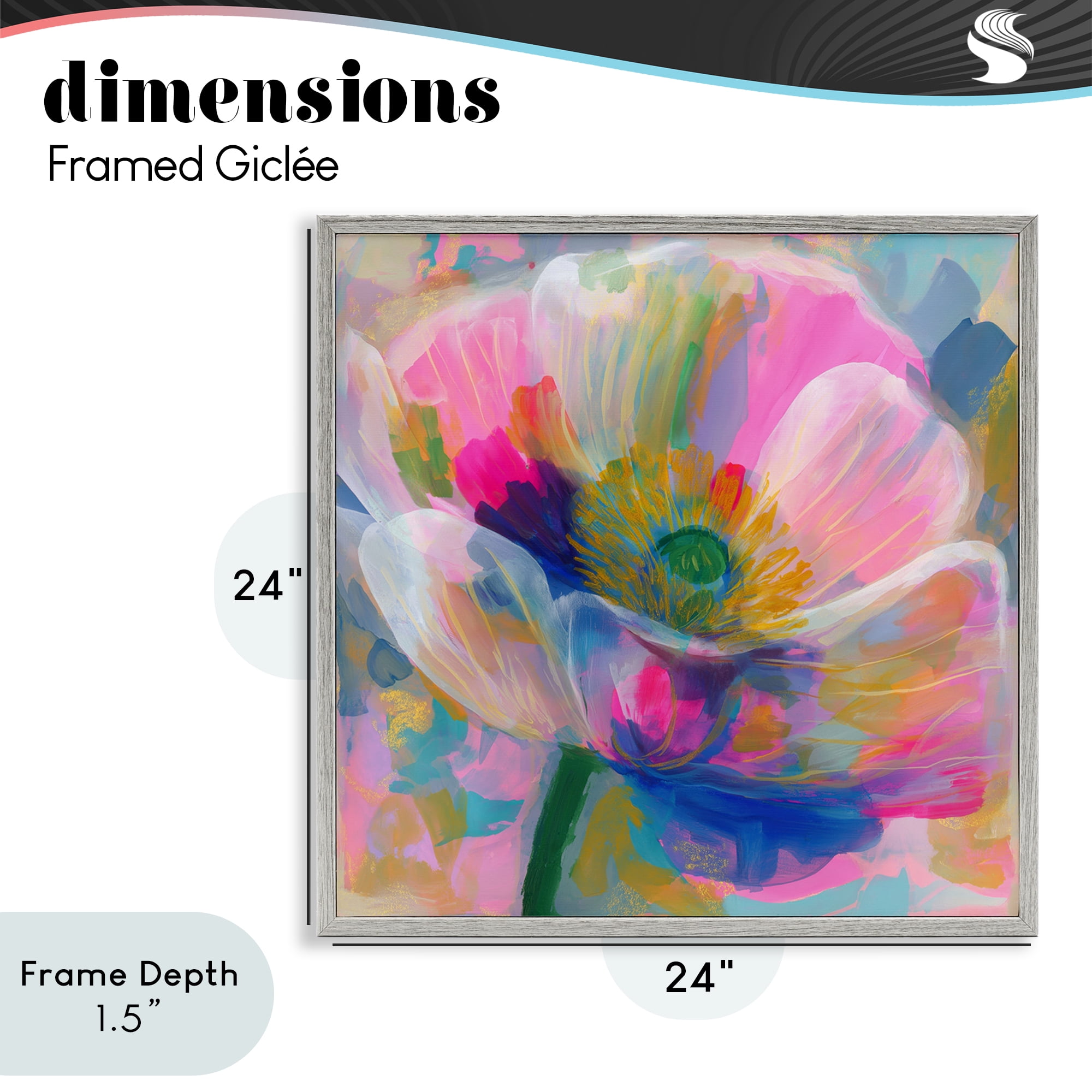Stupell Industries Backlit Kaleidoscopic Poppy Gray Framed Giclee Art, design by Chromatic Storm Studio