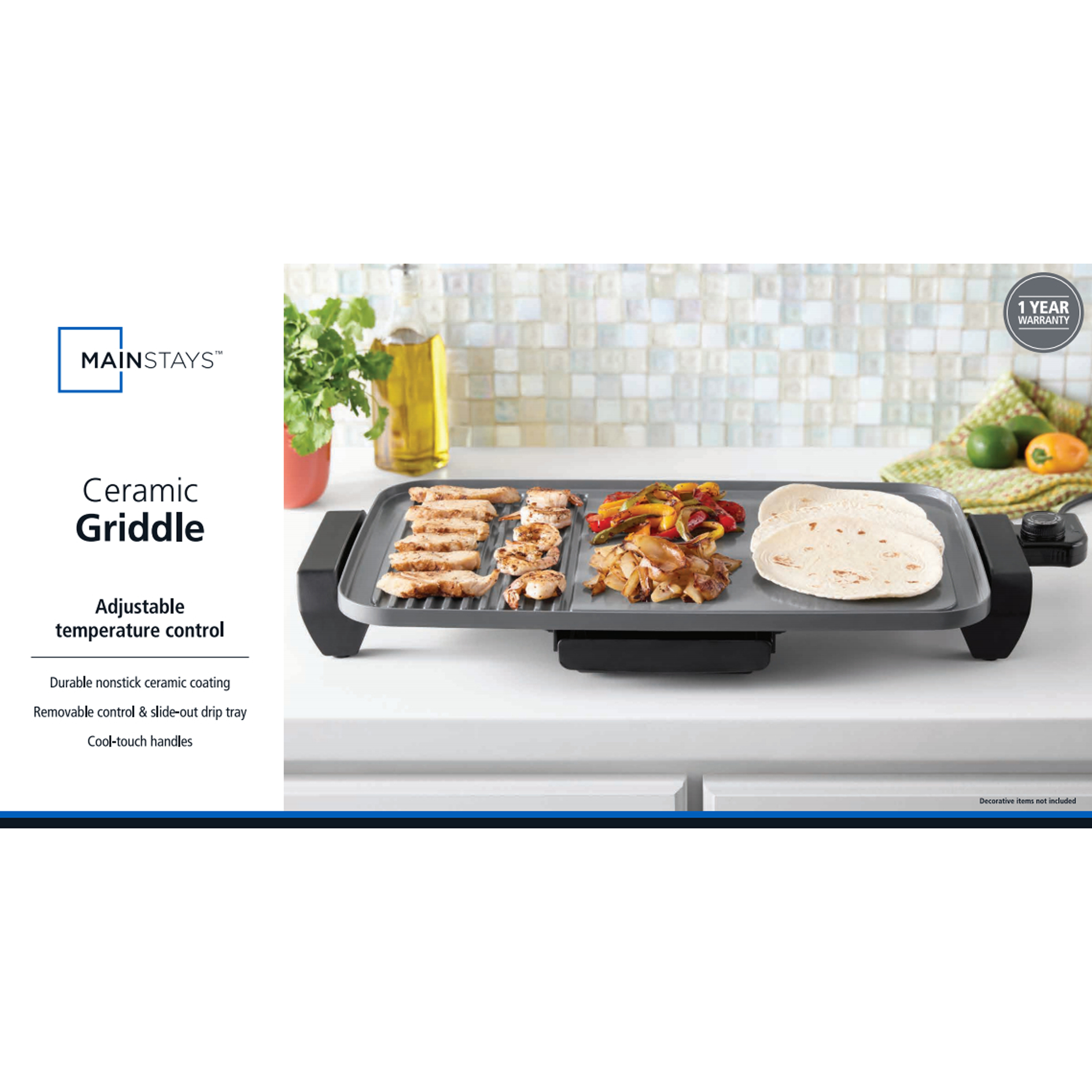 Mainstays Plus 12"x20" Electric Ceramic Griddle with Grill photo 8