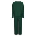 thumbnail image 5 of SHTXOZHI 2 Piece Pajama Sets for Women Long Sleeve V Neck Tops Wide Leg Pant Lounge Outfits, 5 of 6