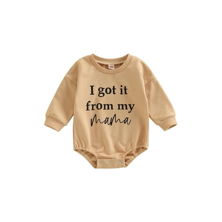 

Baby Romper Letter Print Round Neck Long Sleeve Bodysuit Spring Outfit for Boys Girls 0-24 Months