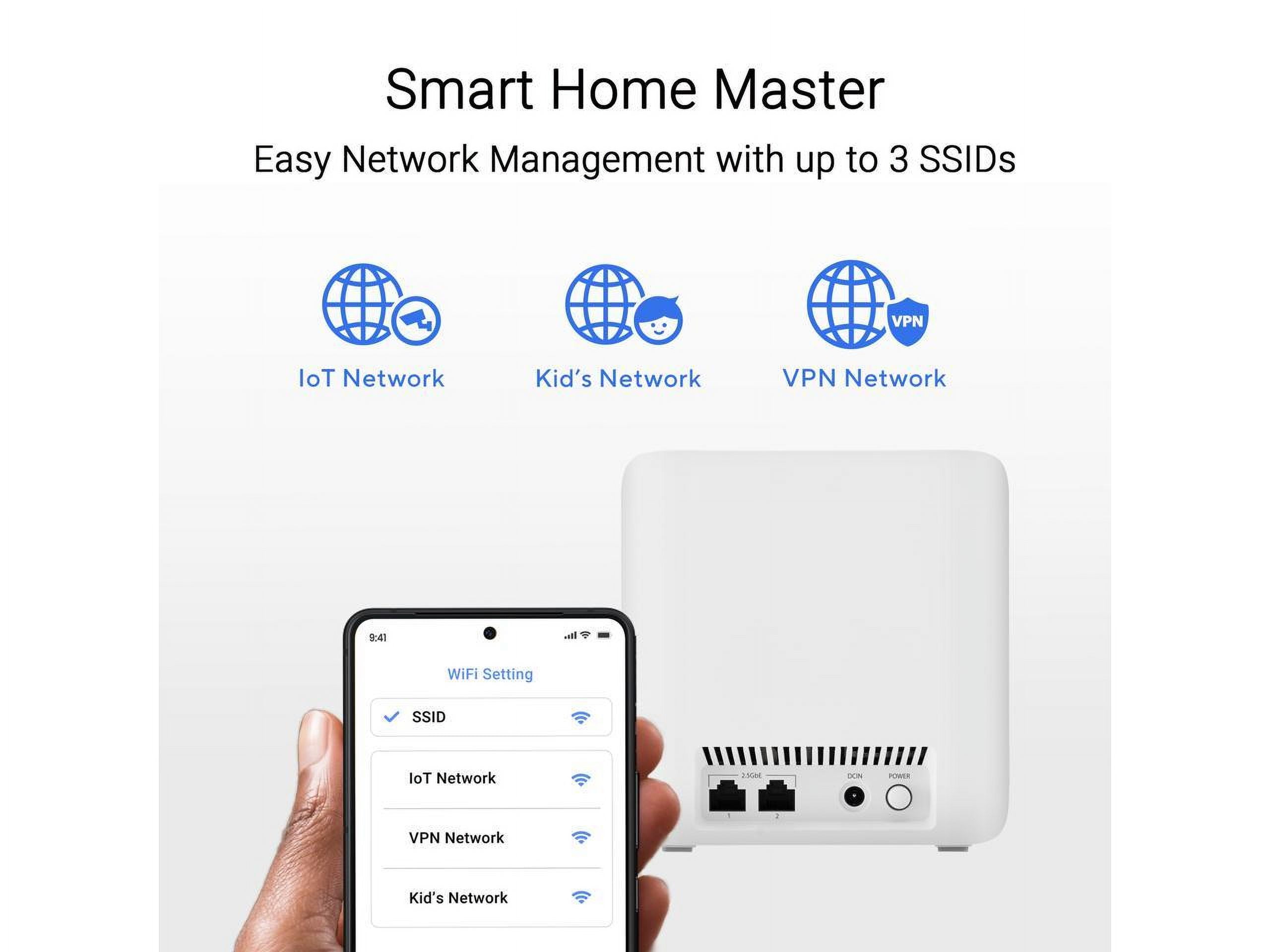 ASUS ZenWiFi BD4 (3-Pack) Dual-Band WiFi 7 Mesh, 3600 Mbps, 6500 sq.ft, Dual 2.5G Ports, Security and Parental Controls Included, Smart Home Master SSIDs