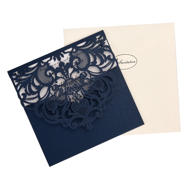 OUNONA 10 Sets Birthday Dinner Invitations Square Blue Paper For Engagement Wedding Birthday Party Certified