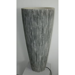 1 X 18 X 39 Gray Sandstone Ribbed Long Conical Planter With Light 1 X 18 X 39 Gray Sandstone Ribbed Long Conical Planter With Light