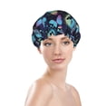 thumbnail image 3 of Kdxio Blue Butterfly Print Shower Cap for Women,Elastic and Reusable,Double Waterproof Layers Bathing Hat, 3 of 9