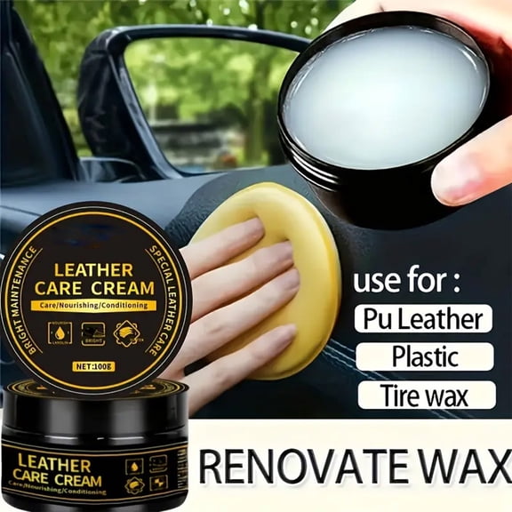 Leather Care Cleaning Cream with Sponge, Leather Cleaner and Conditioner for Shoes Bags Jackets Furniture, Water Repellent Treatment for Smooth Suede and Nubuck Leather