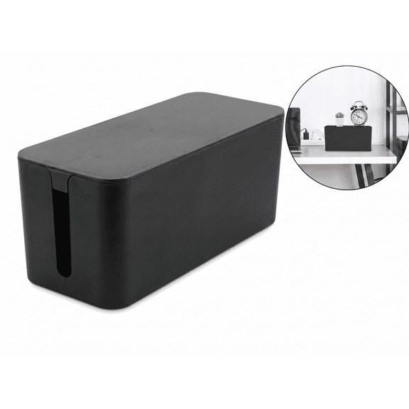 Cable Management Box for Power Strips, Small Cord Organizer with Wire Hider for Desk, TV Stand, Computer & Home Office