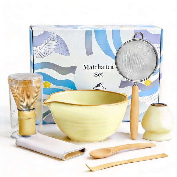Juego de batidores para matcha ARTFLY Japanese con cuenco de cerámica y 7 unidades