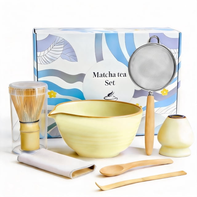Juego de batidores para matcha ARTFLY Japanese con cuenco de cerámica y 7 unidades