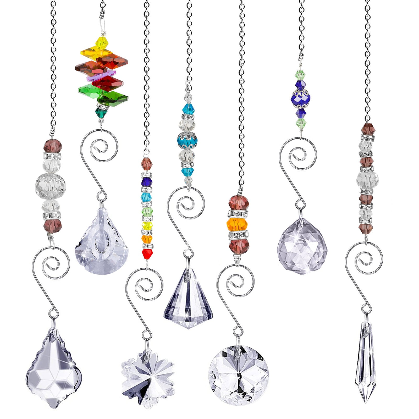 Blue Crystal Prism Pendant Clear Crystal Bead Pendants Suncatcher Hanging Tree Ornaments for Wedding Christmas Decoration 