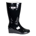 thumbnail image 1 of Women Black Rubber Rain Boots, Wedge Heel Design w/ Cotton Lining, 1 of 3