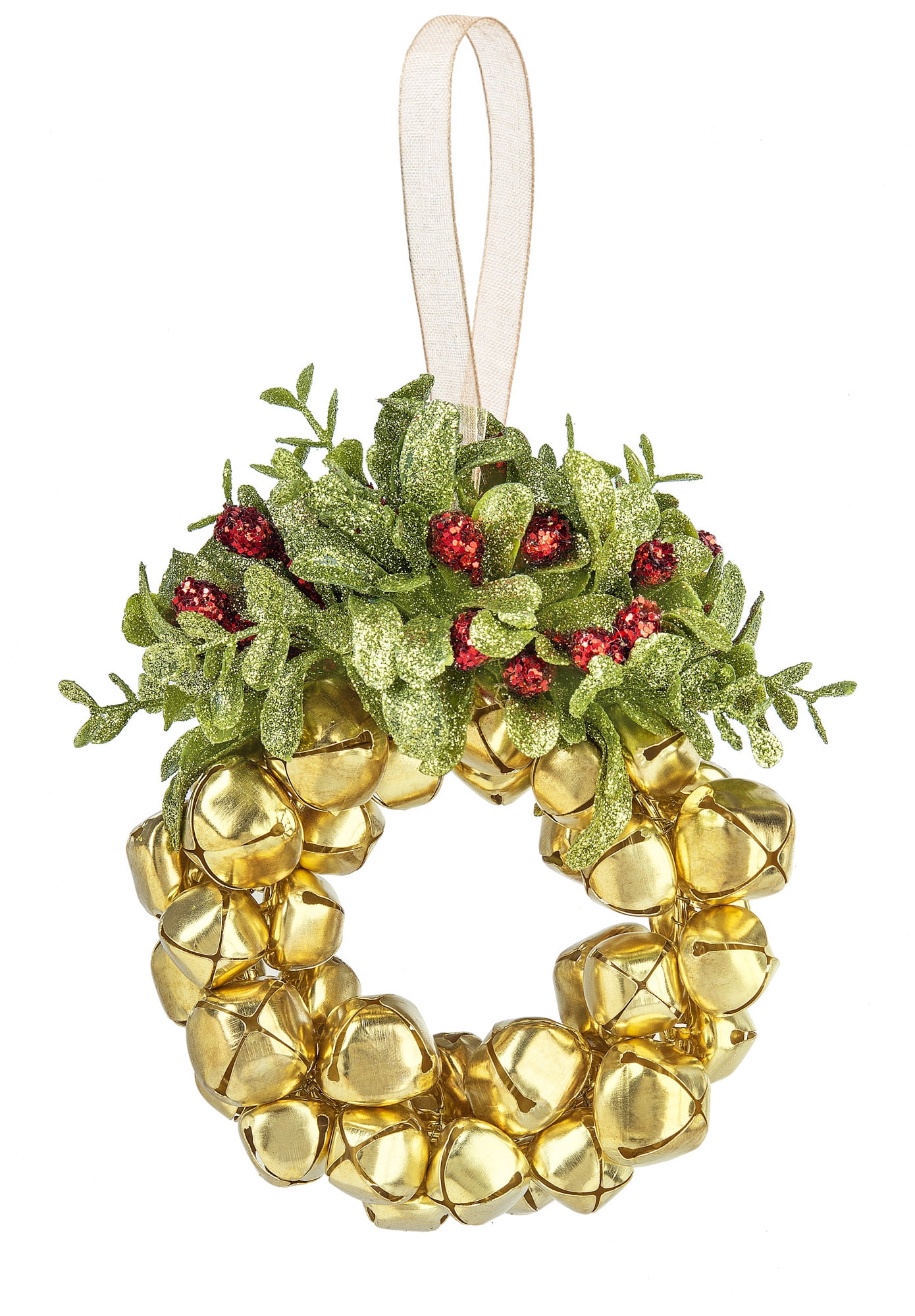 Goldtone Jingle Bell Wreath 6 inch Metal Decorative Ornament - Walmart