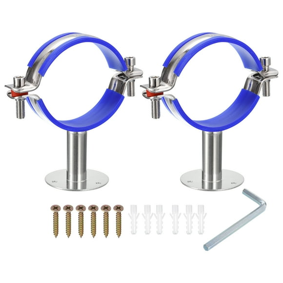 Unique Bargains 2Pack Pipe Supports Adjustable Pipe Bracket Clamp Pipe Strap for 80-89mm Pipe