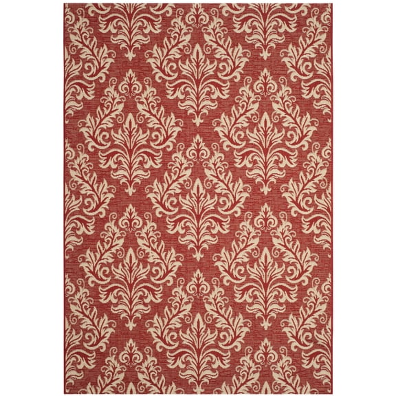 Safavieh Courtyard Anna Damask Indoor/Outdoor Area Rug, Red/Creme, 6'7" x 9'6"