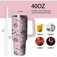 thumbnail image 2 of 40oz Cute Pumpkin Ghost Halloween Tumbler with Handle and straw, Stainless Steel Insulated Cup, Spooky Pink Coffee Mug Water Bottle Gift, 2 of 6