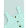thumbnail image 6 of Franhais Girls Casual Suit, Solid Color Sleeveless Ruffled Sling Tops+Pockets Long Pants+Headband, 6 of 9