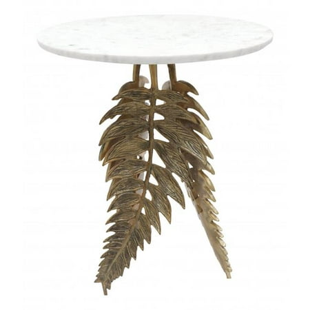 Zuo 101685 Neruda Marble Side Table, White & Gold