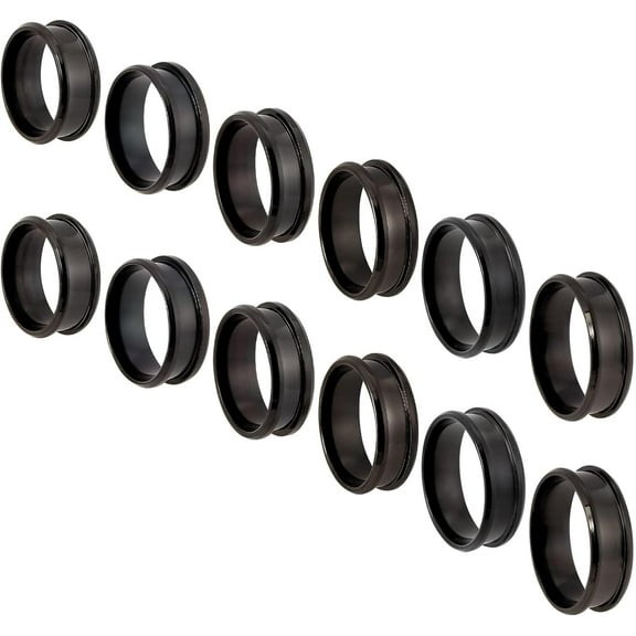 10pcs Black Grooved Finger Ring Blanks Settings Stainless Steel Ring Core Blank Rings for Inlay Ring Jewelry Making 19mm Inner Diameter