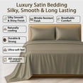thumbnail image 4 of Amay Luxury Satin Silk Bed Sheet Set - 4 Piece Bedding Set with Fitted Sheet, Flat Sheet & 2 Pillowcases - Ultra Soft, Smooth, Wrinkle Resistant ( King, Taupe), 4 of 6