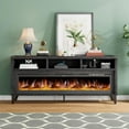 thumbnail image 3 of VANACC 65" Farmhouse Sturdy Fireplace TV Stand with 60" Fireplace, Black, 3 of 8