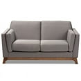 thumbnail image 3 of Baxton Studio Sava Fabric Upholstered Loveseat in Grey and Walnut, 3 of 9