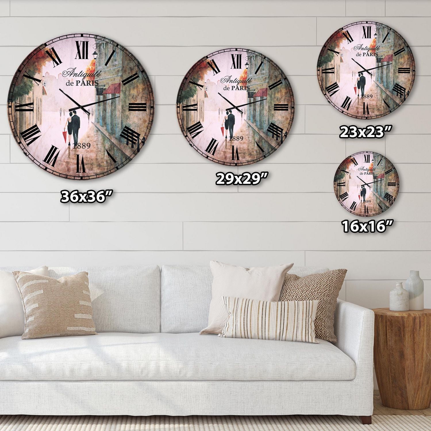 Designart Couples romantiques parisiens II horloge murale