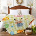 thumbnail image 3 of Throw Blanket Fleece Throw Blanket 40x50in, Spring Cartoon Easter Bunny Soft Lightweight Bed Blankets Eggs Flowers Yellow Plaid Fuzzy Couch Blankets for All Season, 3 of 9