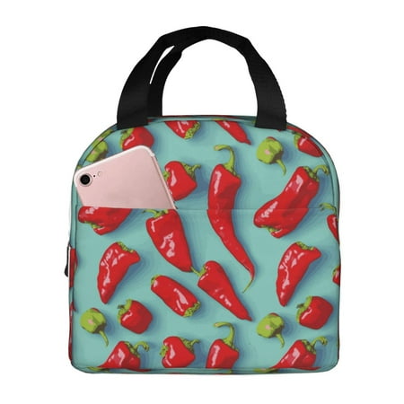 Insulated Lunch Bag for Women Men - Chili bell Pepper Print Leakproof Cooler Lunch Box for Women Men  Lunch Tote Bags for Work School Picnic Travel