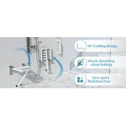 Folding Shower Seat White 14.5x 13.4 Inch , Wall Mounted Stainless Steel Shower Seats for Bathroom, Fold Down Shower Chair Shower Bench w/ Assist Garb Bar for Handicap Elderly Injury Senior