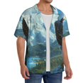 thumbnail image 2 of Yiaed Majestic Eagle Over Castle Print Mens Casual Wrinkle Free Shirts Short Sleeve Button Down Summer Stretch Dress Shirt-XX-Large, 2 of 5