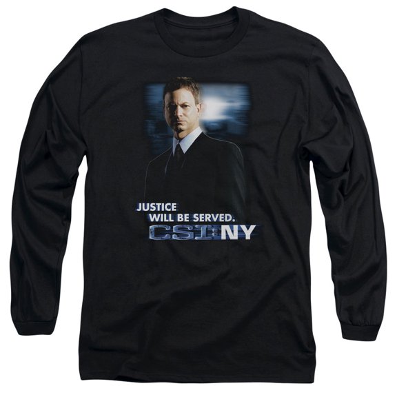 Csi:Ny Justice Served Long Sleeve Adult 18/1 T-Shirt Black