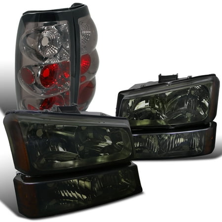 Chevy Silverado Tail Lamp Spec-D Tuning For 2003-2006 Chevy Silverado 6Pcs Smoked Headlights + Front Bumper Lamps + Tail Brake Lights (Left+Right) 2003 2004 2005 2006 ()