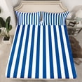 thumbnail image 2 of Feelyou Blue Abstract Teens Queen Sheet Sets, Modern Geometric Lines Flat Sheet, Farmhouse Ticking Stripes Queen Fitted Sheet, Luxury Bedroom Decor, 4pcs, 2 of 7