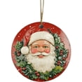 thumbnail image 1 of Round Christmas Decorations Santa Claus Smiling Print Round Decoration Holiday Tree Decorations With Lanyard Lightweight, 1 of 1