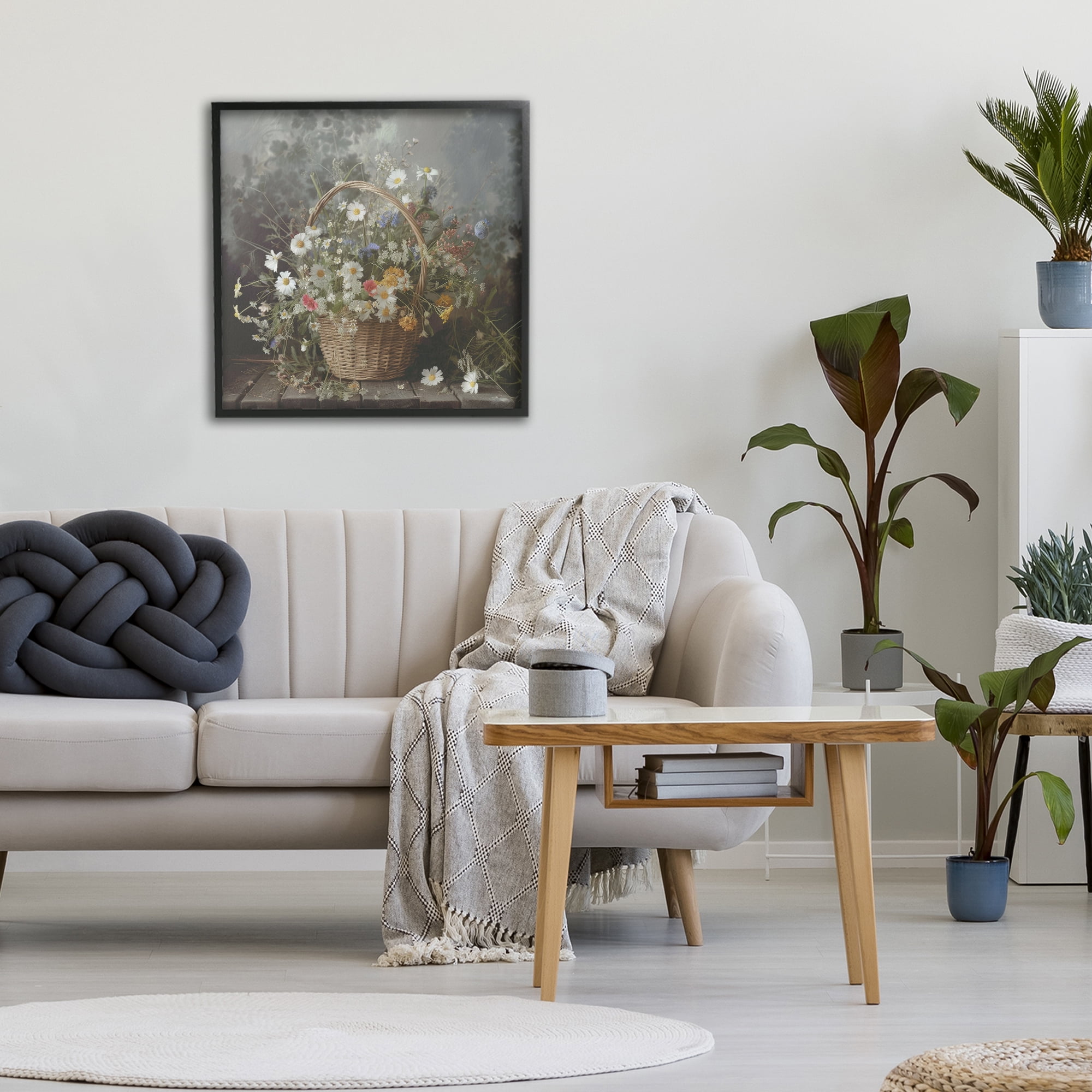 Stupell Industries Florals In A Basket Arrangement Black Framed Giclee Art, design by Lazar Studio