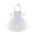 thumbnail image 2 of iiniim Kids Girls Lace Rhinestone Camisole Skirted Leotards Swan Dance Ballet Tutu Dress Performance Costumes, 2 of 7