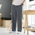 thumbnail image 4 of Men’s Linen Casual Pants Summer Thin Wide Leg Straight Barrel Loose Fit Trousers, 4 of 4
