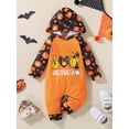 thumbnail image 2 of Sunisery Newborn Baby Boy Girl Halloween Romper Cute Pumpkin Print Hooded Jumpsuit One Piece Outfits Unisex Infants Clothes, 2 of 6