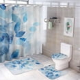 thumbnail image 1 of Faty-T Abstract Leaf Shower Curtain 4 Piece Sets with Non-Slip Rugs,Toilet Lid Cover and Bath Mat Impressionism Modern Nature Plants Abstract Waterproof Shower Curtain, 1 of 8