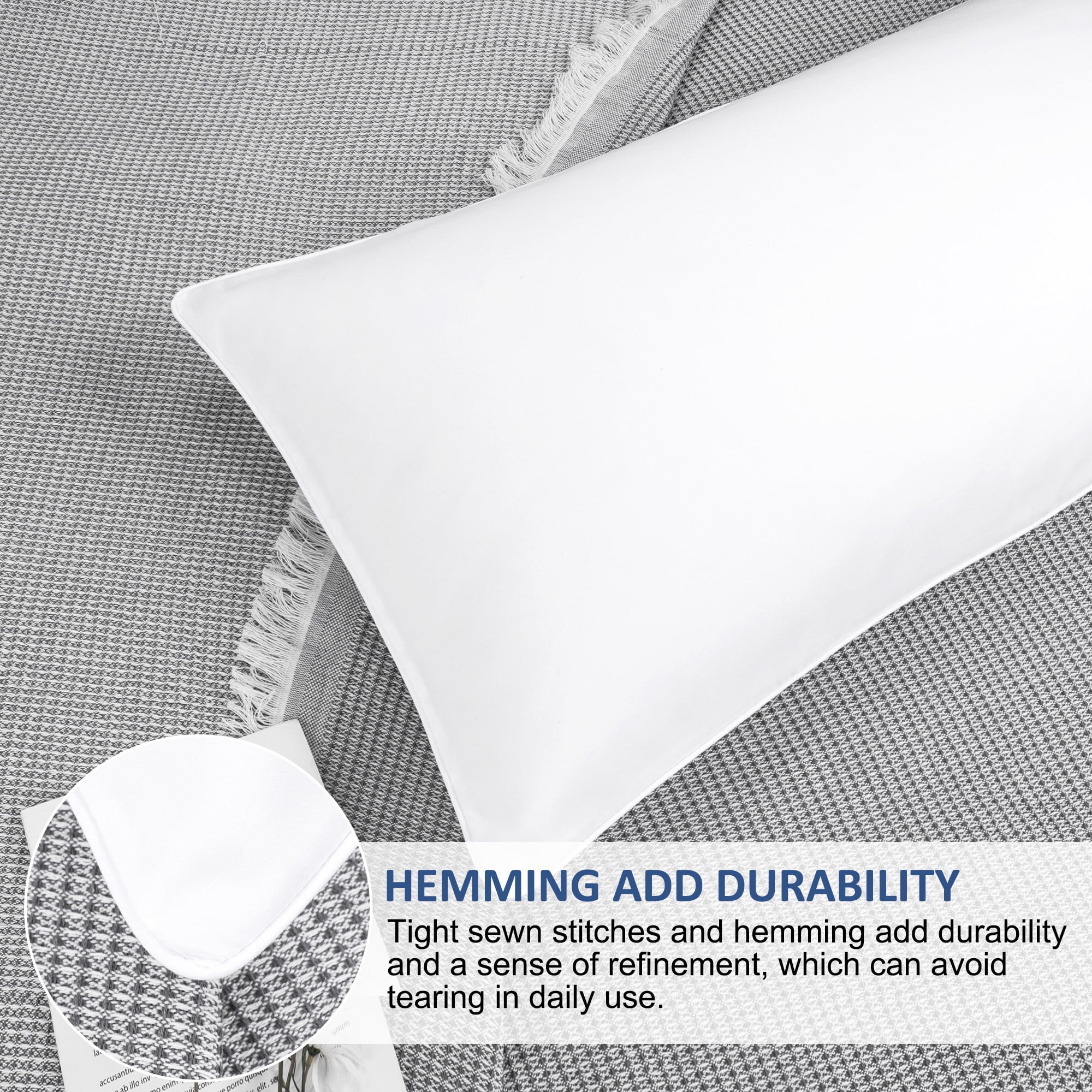 Unique Bargains Brushed Zipper Closure Body Microfiber Pillowcases White 20"x54"